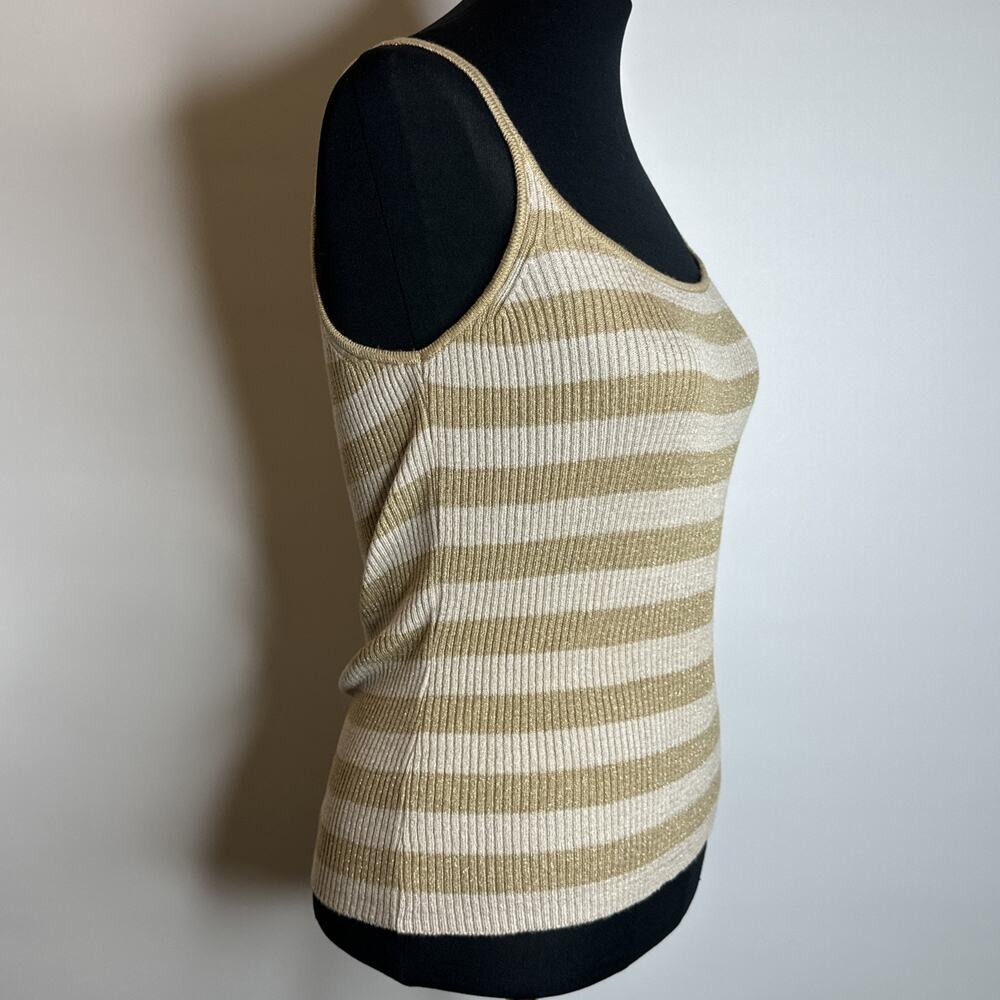Vintage Gap Y2K Striped Knit Cami Tank Top Small Rayon Blend Gold Cream Grunge - Picture 5 of 10